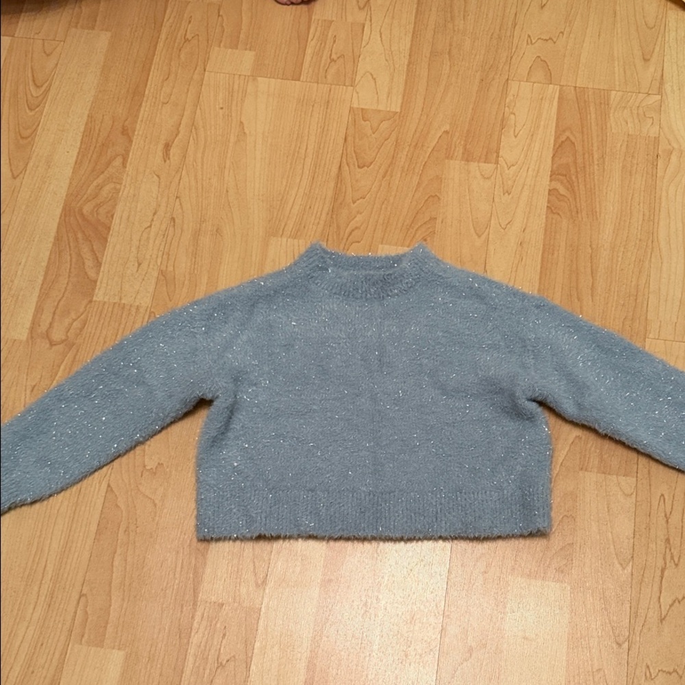 GAP Light Blue Sparkle Cropped Turtleneck Sweater